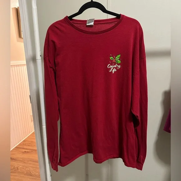 Women’s Red Country Life Kinda Naughty Kinda Nice Longsleeve Graphic Shirt sz 2X - Picture 1 of 7